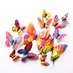 New style 12Pcs Double layer 3D Butterfly Wall Sticker on the wall Home Decor Butterflies for decoration Magnet Fridge stickers