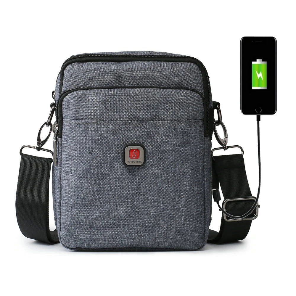 Waterproof Cool Men's Crossbody Bag, Casual / with USB Port