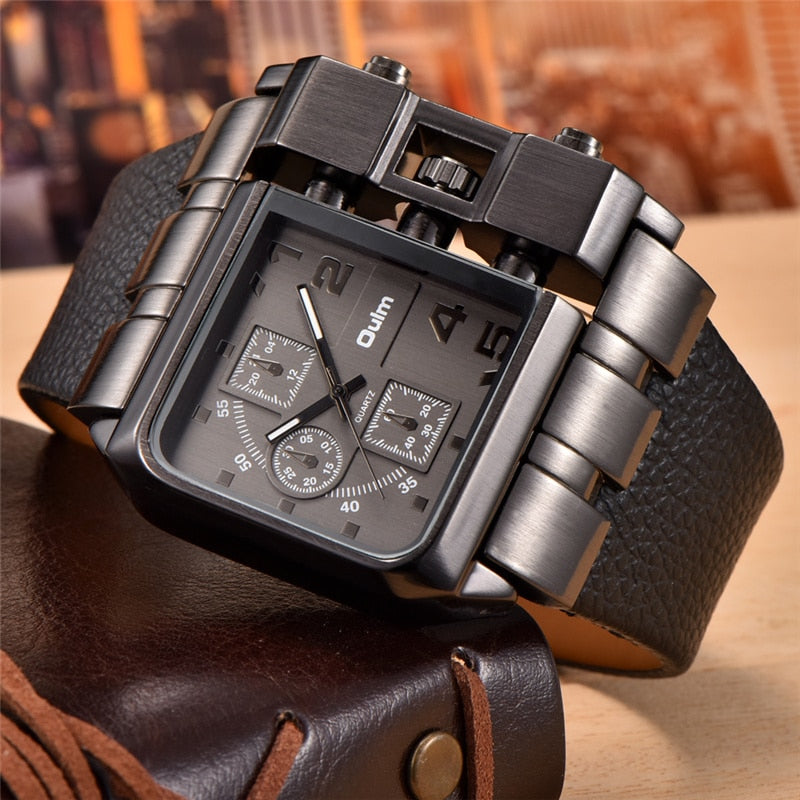 Quartz modern, fashionable and original men's watch (leather strap)
