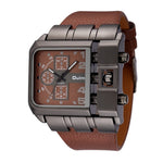 Quartz modern, fashionable and original men's watch (leather strap)