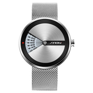 Quartz watch original design, stainless steel mesh strap/ 3 colors)