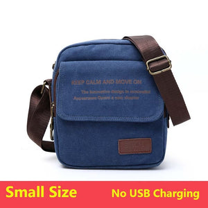 Waterproof men's cross-body bag for phone, wallet, keys and other, casual / with USB port