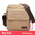 Waterproof men's cross-body bag for phone, wallet, keys and other, casual / with USB port