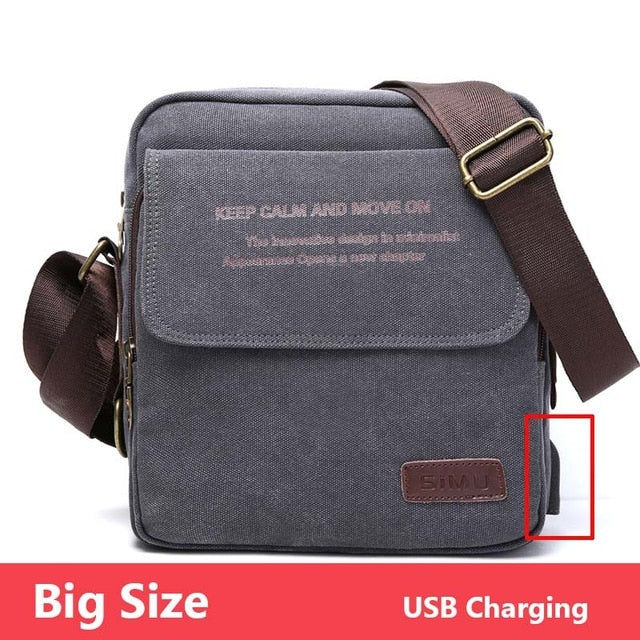 Waterproof men's cross-body bag for phone, wallet, keys and other, casual / with USB port