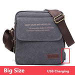 Waterproof men's cross-body bag for phone, wallet, keys and other, casual / with USB port