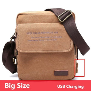 Waterproof men's cross-body bag for phone, wallet, keys and other, casual / with USB port