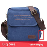 Waterproof men's cross-body bag for phone, wallet, keys and other, casual / with USB port