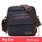 Waterproof men's cross-body bag for phone, wallet, keys and other, casual / with USB port