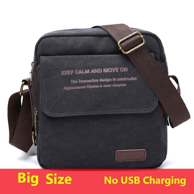 Waterproof men's cross-body bag for phone, wallet, keys and other, casual / with USB port