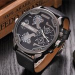 Quartz men's watch, with an original design (leather strap)