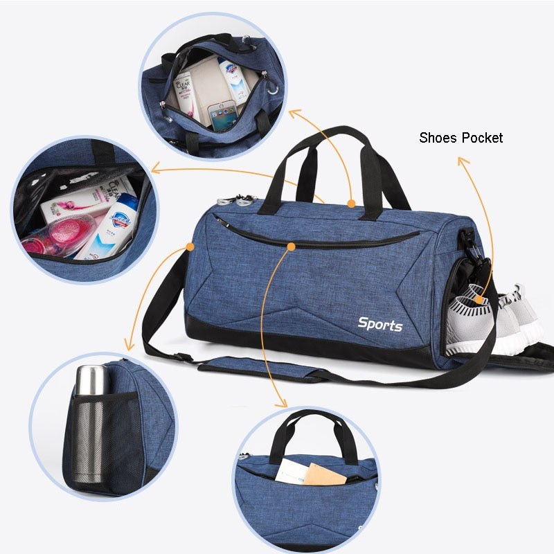 Universal sports bag, travel, with departments for dry and wet things