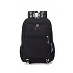 Male waterproof casual student backpack with USB charging port and laptop compartment