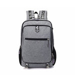 Male waterproof casual student backpack with USB charging port and laptop compartment