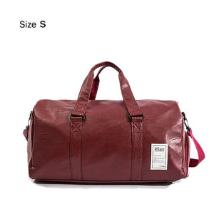 Bag leather, sports, travel, with a separate niche for shoes