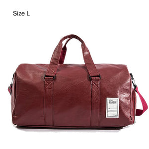 Bag leather, sports, travel, with a separate niche for shoes