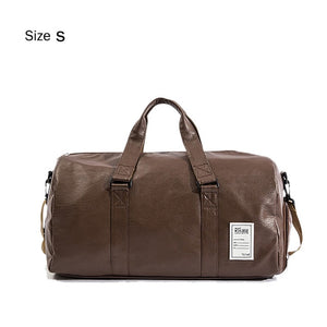 Bag leather, sports, travel, with a separate niche for shoes