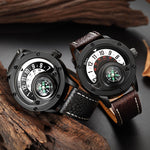 Original men's watch, creative design (leather strap)