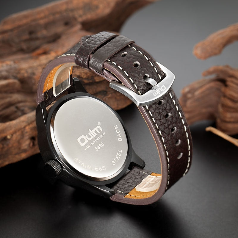 Original men's watch, creative design (leather strap)