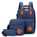 Casual 3in1 student kit: laptop backpack, shoulder bag and small bag