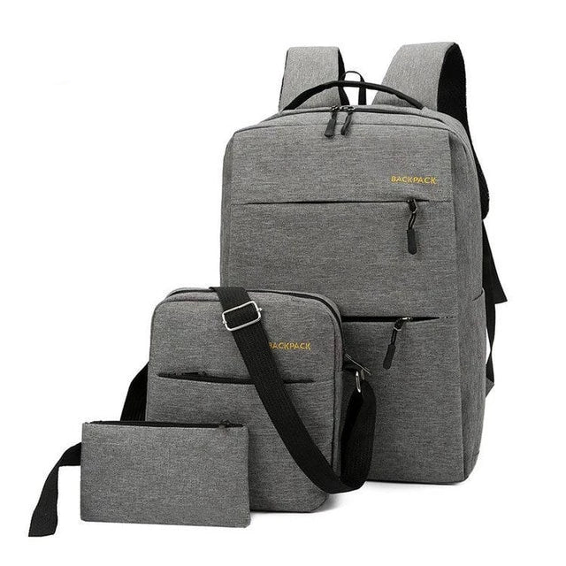 Set for men and students casual 3in1: laptop backpack, shoulder bag and small bag